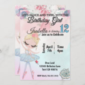 バレリーナが12歳の誕生日の招待状を手渡す 招待状 (正面/裏面)