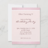 バレリーナくまのピンクキャンデーのストライプの招待状 招待状 (裏面)