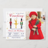 バレリーナくるみ割りカークリスマス誕生日写真 招待状 (正面)