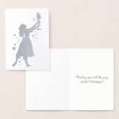 バレリーナとナツクラッカー踊りイン・ザ・スノー 箔カード (ディスプレー)