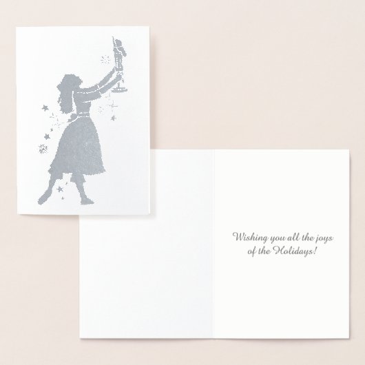 バレリーナとナツクラッカー踊りイン・ザ・スノー 箔カード (ディスプレー)