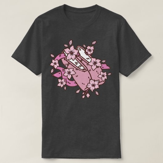 バレリーナとバレエのダンサーと桜 Tシャツ (デザイン正面)