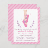 バレリーナとバレエ靴ガールバースデーパーティー 招待状 (正面/裏面)