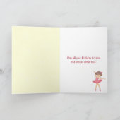 バレリーナとピンクの花バレエ誕生日 カード (内部)