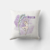 バレリーナとリリー・オブ・ザ・バレー・フローラ・オン・パープル クッション (裏面)