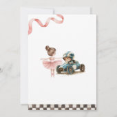 バレリーナとレーシングカーの共同誕生日 招待状 (裏面)