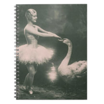 バレリーナと白鳥のフェイクビンテージ写真