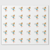 バレリーナに名前を追加，ヴィンテージアートの花の妖精 ラッピングペーパー (フラット)