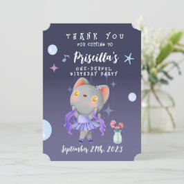 バレリーナねこちゃんのキッズバースデーパーティー サンキューカード