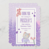 バレリーナねこ キッズ誕生日パーティー サンキューカード (正面/裏面)