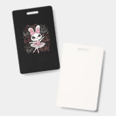 バレリーナのウサギの髪型のイラスト バッジ (正面＆裏面)