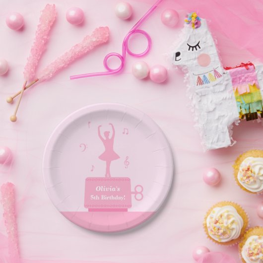 バレリーナのオルゴールの女の子の誕生会の供給 ペーパープレート (パーティー)