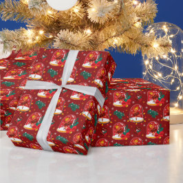バレリーナのオーナメントのクリスマススノーグローブ ラッピングペーパー