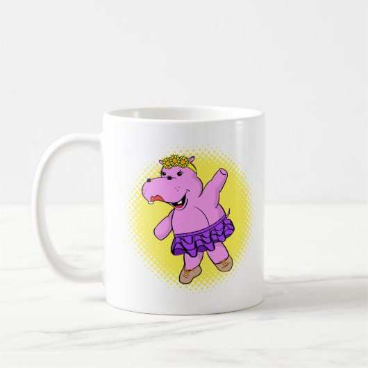 バレリーナのカバのチュチュ姿 コーヒーマグカップ (左)
