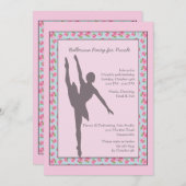 バレリーナのシルエットの招待状 招待状 (正面/裏面)