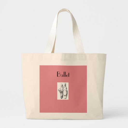 バレリーナのダンサーのバレエシューズのトートバック ラージトートバッグ (正面)