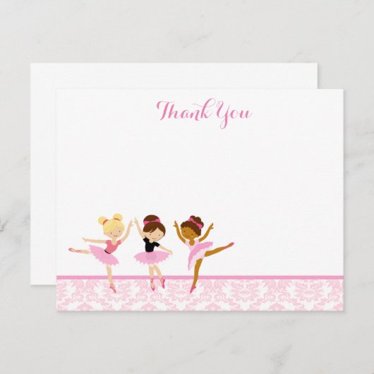 バレリーナのダンサーの誕生日はノート感謝していしています サンキューカード (正面/裏面)