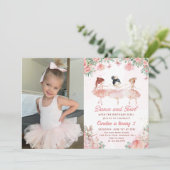 バレリーナのダンス＆トゥワール 誕生日写真 招待状 (スタンド正面)