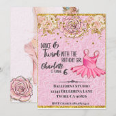 バレリーナのチュチュ ピンクの誕生日招待状 招待状 (正面/裏面)