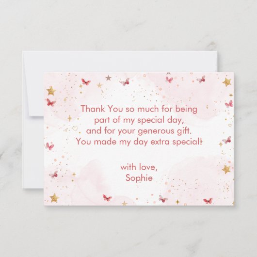 バレリーナのバレエの子供の誕生日におどって回る サンキューカード (正面)