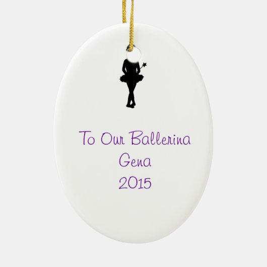 バレリーナのパーソナライズなクリスマスのオーナメントのテンプレート セラミックオーナメント (裏面)