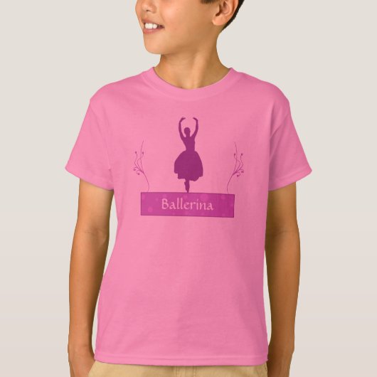 バレリーナのパーソナライズな女の子のTシャツ Tシャツ (正面)