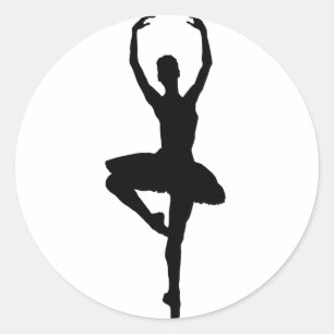 バレリーナのピルエット(バレエのダンスのシルエット)の~~ ラウンドシール