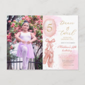 バレリーナのピンクの女の子のカスタム写真誕生日 ポストカード (正面)
