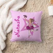 バレリーナのピンク-女の子の名前をカスタムするの枕 クッション (ブランケット)