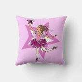 バレリーナのピンク-女の子の名前をカスタムするの枕 クッション (裏面)