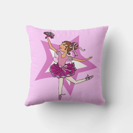 バレリーナのピンク-女の子の名前をカスタムするの枕 クッション (裏面)