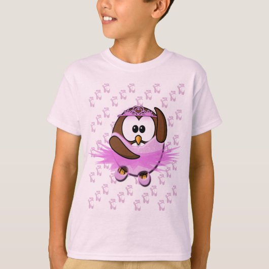 バレリーナのフクロウ-グリッター Tシャツ (正面)