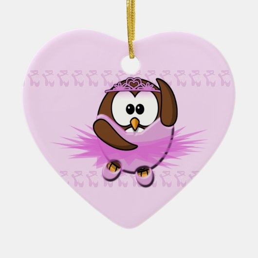 バレリーナのフクロウ セラミックオーナメント (正面)