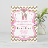 バレリーナのベビーシャワーの招待の女の赤ちゃん 招待状 (スタンド正面)