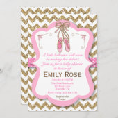 バレリーナのベビーシャワーの招待の女の赤ちゃん 招待状 (正面/裏面)