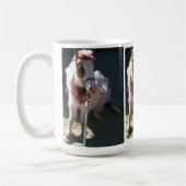 バレリーナのミニチュアトリックの馬のさくらんぼ コーヒーマグカップ (左)