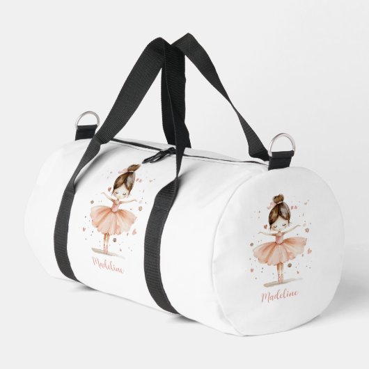 バレリーナの名前入り 女の子向け ダッフルバッグ (左コーナー)