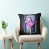バレリーナの女の子が付いている黒く、ピンクの枕 クッション (椅子)