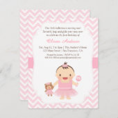 バレリーナの女の子の最初バースデーパーティ招待状 招待状 (正面/裏面)