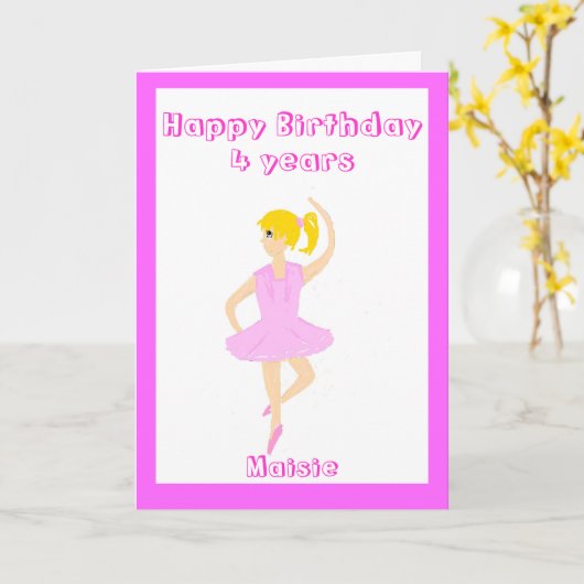 バレリーナの女の子の誕生日は一流の年齢を加えます カード (黄色い花)
