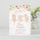 バレリーナの女の子の誕生日招待状、バニーダンスtirl。 招待状 (スタンド正面)