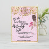 バレリーナの女の子の誕生日招待状 招待状 (スタンド正面)