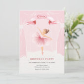 バレリーナの女の子の誕生日 招待状 (スタンド正面)