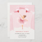 バレリーナの女の子の誕生日 招待状 (正面/裏面)