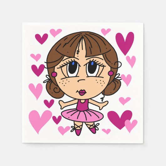 バレリーナの女の子 スタンダードカクテルナプキン (正面)