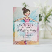 バレリーナの子供の誕生日パーティーの招待状 (スタンド正面)