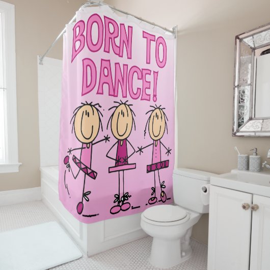 バレリーナの棒の姿の女の子を踊るために生まれて下さい シャワーカーテン (インサイチュ)