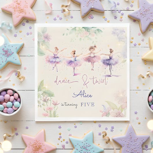 バレリーナの水彩画の誕生日 スタンダードランチョンナプキン