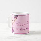 バレリーナの王女のピンクおよびとび色の髪の女の子のマグ コーヒーマグカップ (正面左)