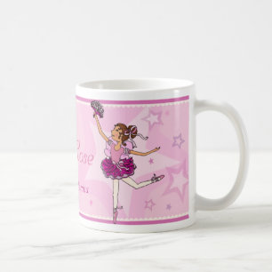バレリーナの王女のピンクおよびとび色の髪の女の子のマグ コーヒーマグカップ
